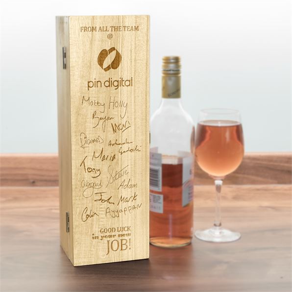 Good Luck Personalised Logo Wooden Wine Box -