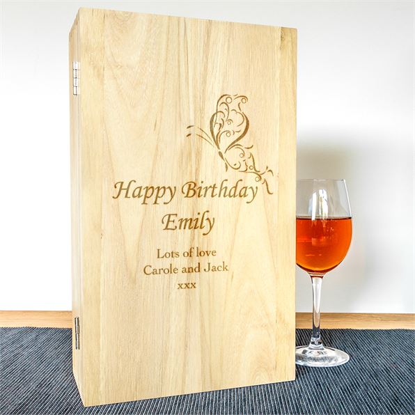 Personalised Happy Birthday Double Wine Box