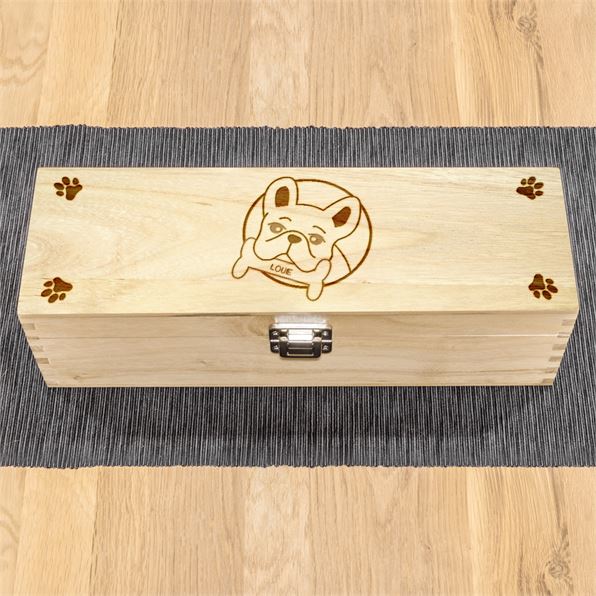 Personalised Wooden French Bull Dog Treat Box