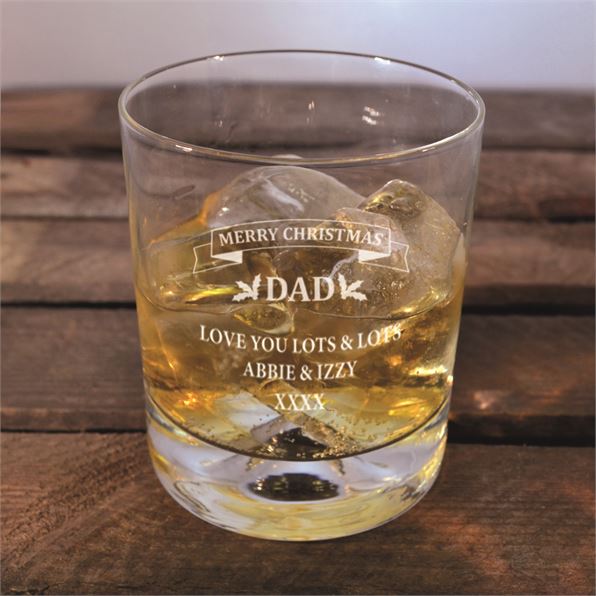 Merry Christmas Dad Dimple Base Whisky Glass