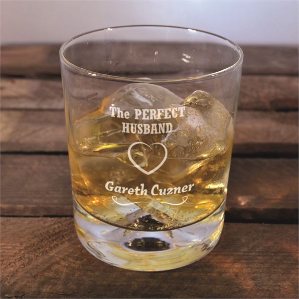 Perfect Husband Heart Design Dimple Base Whisky Glass