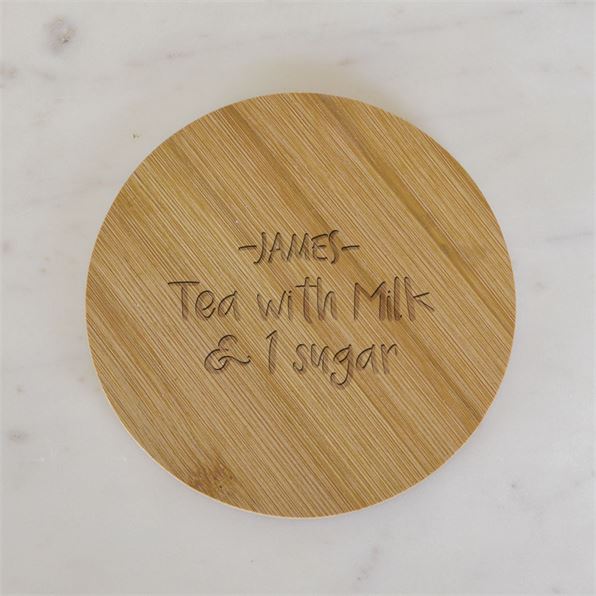 Bamboo Tea with Milk Personalised Coaster