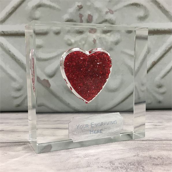 Red Diamante Heart Paperweight
