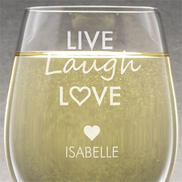 Personalised Wine Glass - Live Laugh Love