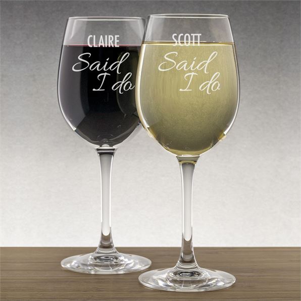 Personalised Wine Glasses - I Do