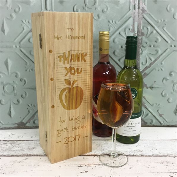 Thank You Teacher Personalised Wooden Wine Box