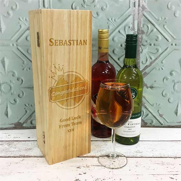 Congratulations Personalised Wooden Wine Box