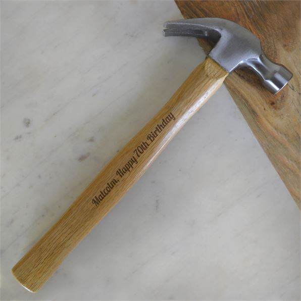 Happy 70th Birthday Personalised Wooden Hammer