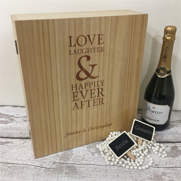 Happily Ever After Triple Wooden Wine Box Personalised