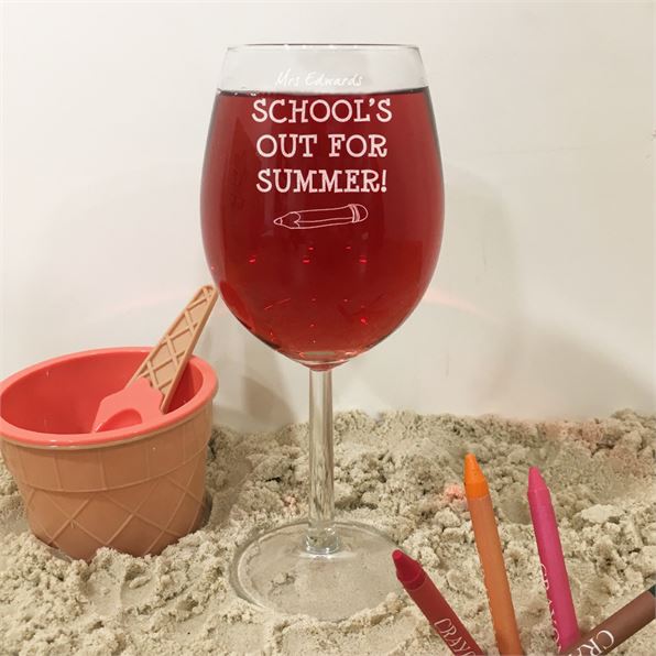 Personalised Teacher Wine Glass - School's Out