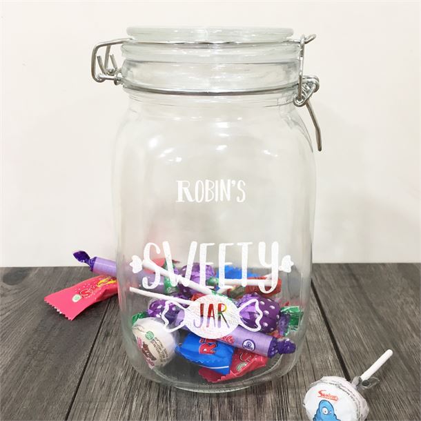 Personalised Sweet Jar Large Glass Clip Top Gift Store