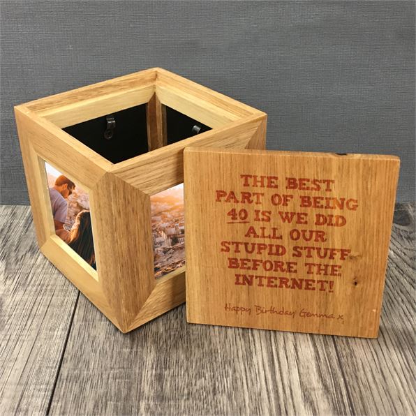 40th Birthday Personalised Wooden Photo Box