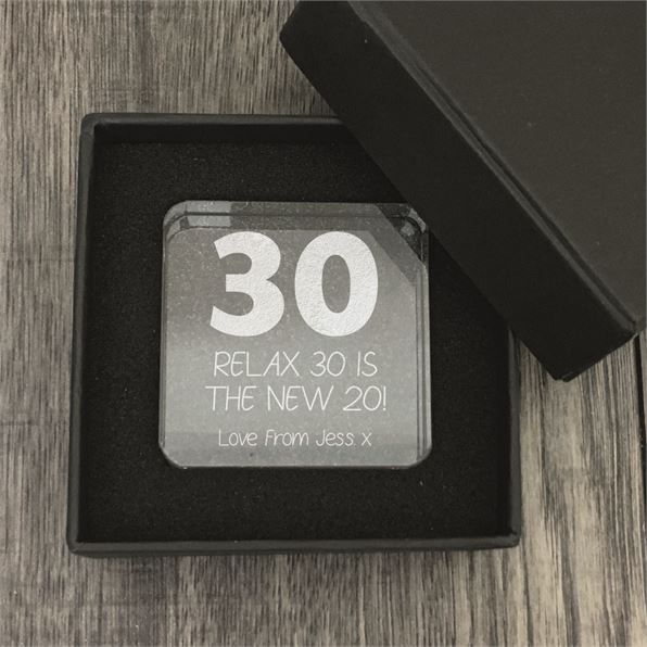 Personalised Happy 30th Birthday Optical Crystal Token Paperweight