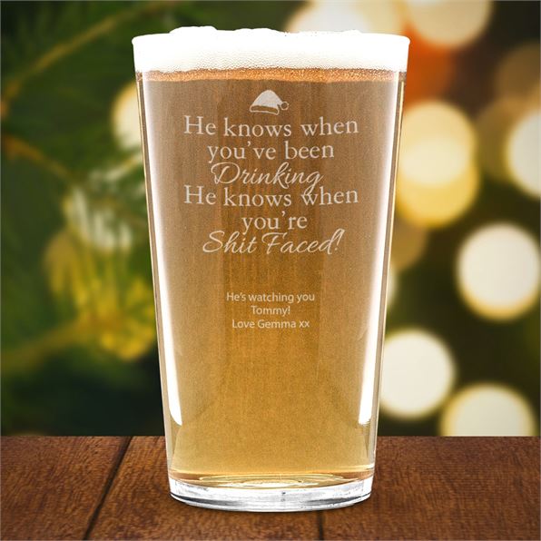 Personalised Pint Glass - He Knows