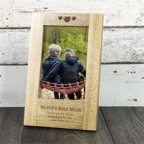 World's Best Mum Oak Photo Frame Personalised