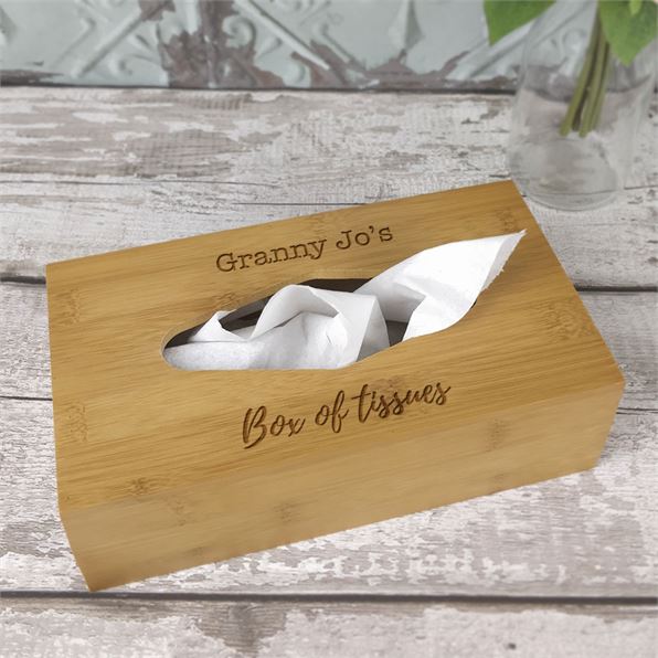 Personalised Bamboo Tissue Box Cover