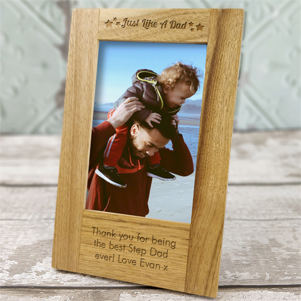 Just Like A Dad Oak Photo Frame Personalised