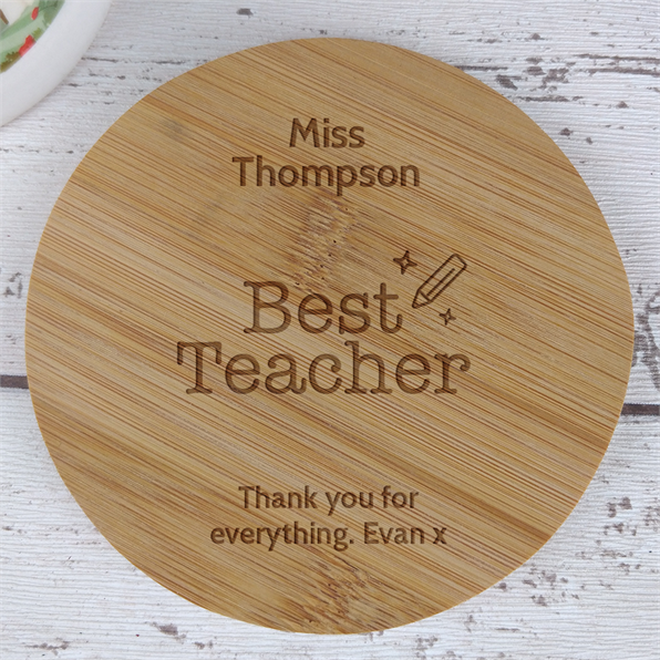Personalised Bamboo Coaster - Best Teacher
