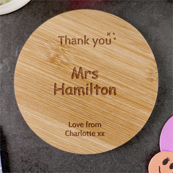 Thank You Teacher Personalised Bamboo Coaster