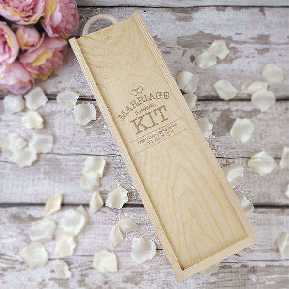 Marriage Survival Kit Wine Box with Sliding Lid