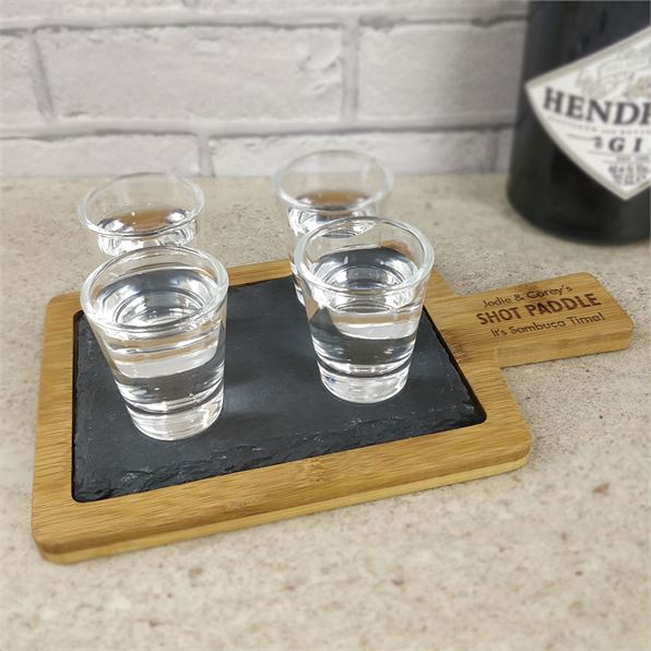 Personalised Shot Paddle With 4 Shot Glasses