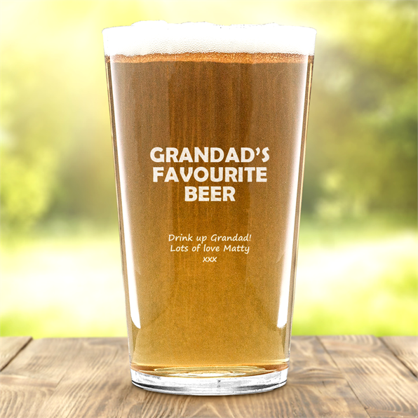 Grandad's Favourite Pint Personalised Pint Glass