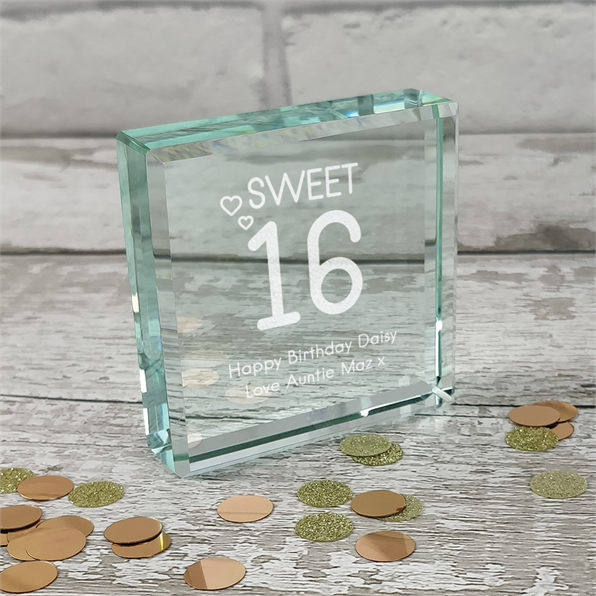Sweet 16th Birthday Personalised Glass Token