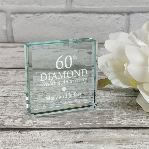 Diamond 60th Wedding Anniversary Glass Token