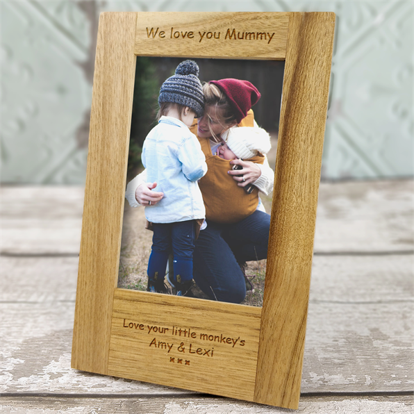 We Love You Mummy Personalised Oak Photo Frame