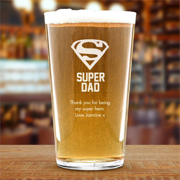 Super Dad Novelty Personalised Pint Glass
