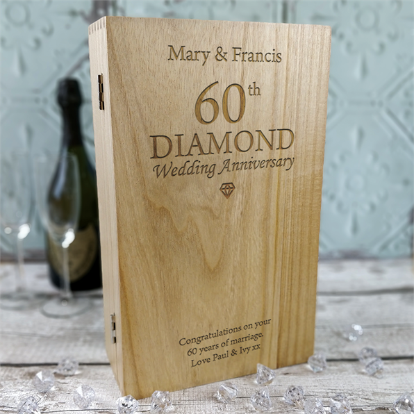 60th Diamond Wedding Anniversary Double Wine Box