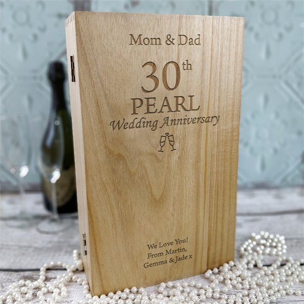 Pearl Wedding Anniversary Personalised Double Wine Box