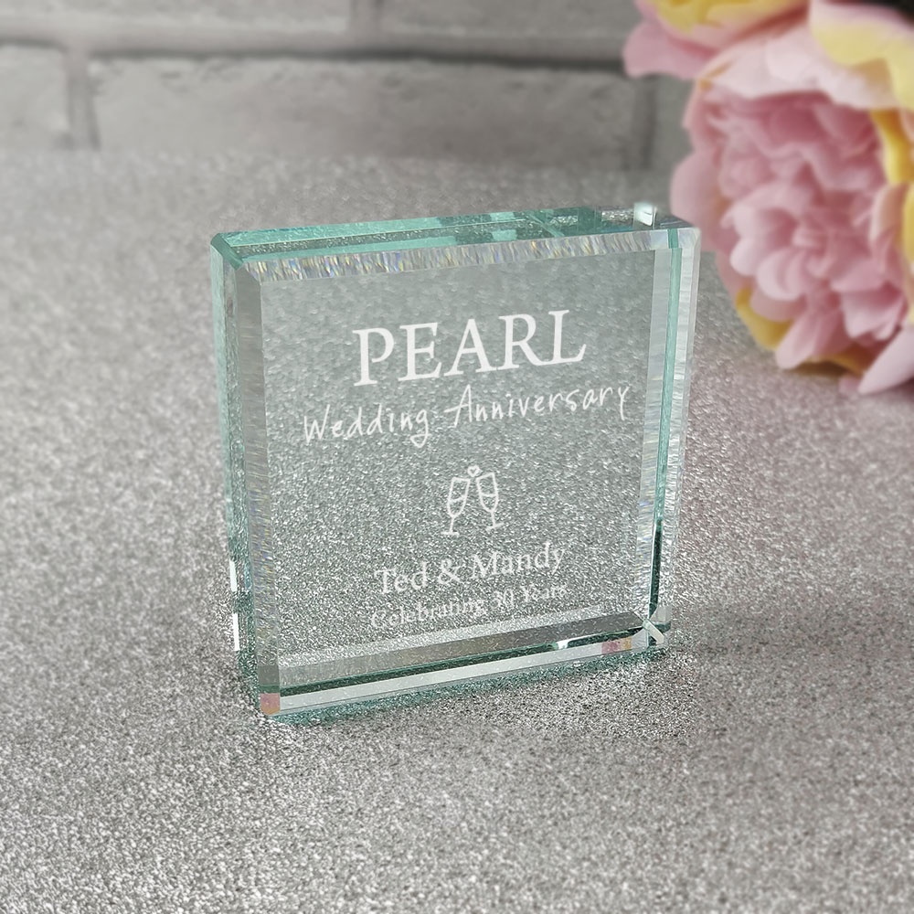 Wedding Anniversary Drinks Coaster Gift Present Pearl Personalised 30th