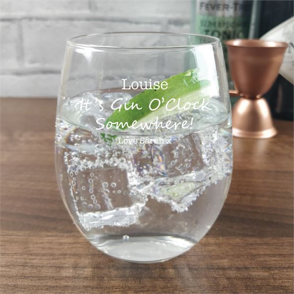 Gin O'Clock Personalised Novelty Gin Glass