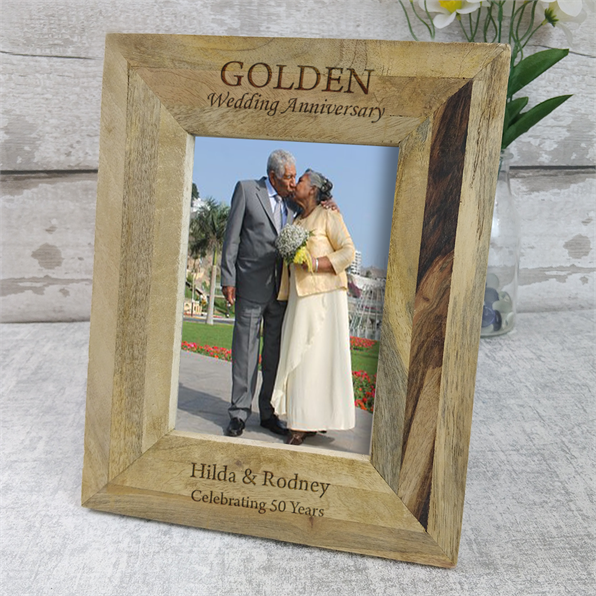 50th Golden Anniversary Personalised Wood Photo Frame