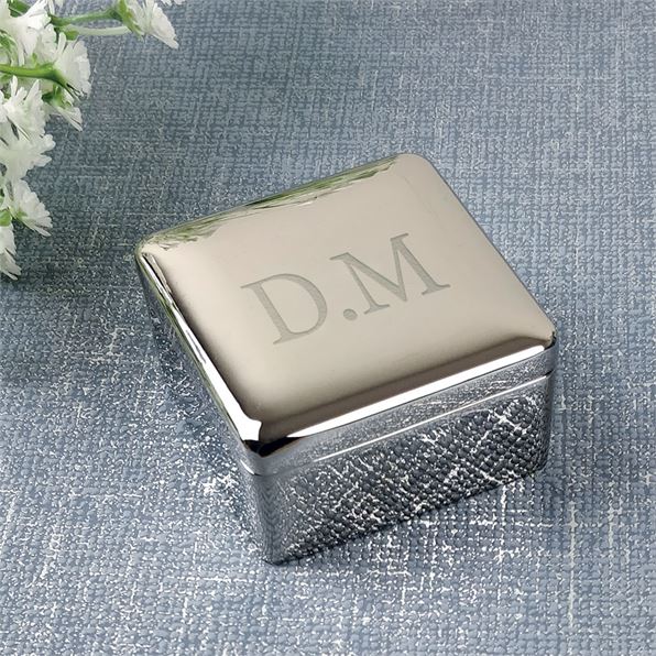 Personalised Silver Plated Trinket Box Initials