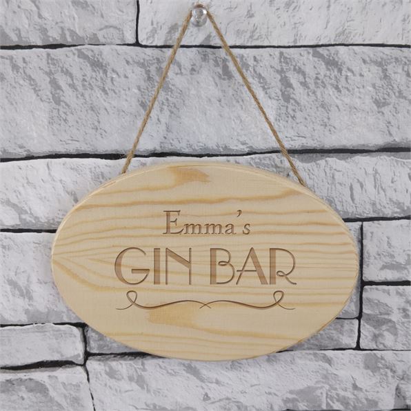 Personalised Gin Bar Wooden Hanging Sign