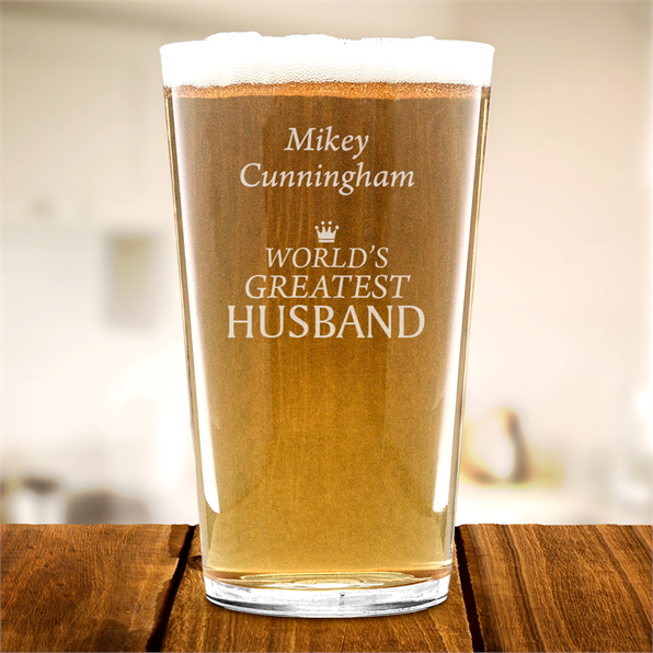 World's Greatest Husband Personalised Pint Glass