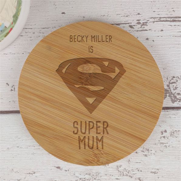 Personalised Super Mum Bamboo Coaster