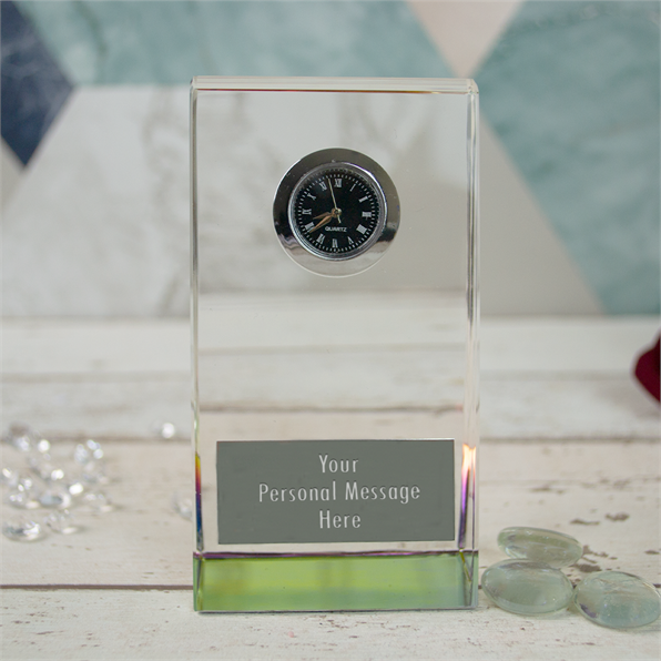 Personalised Glass Clock Wedge Shaped