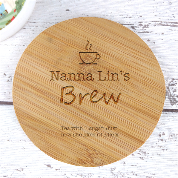 Nanna's Brew Personalised Bamboo Coaster Round