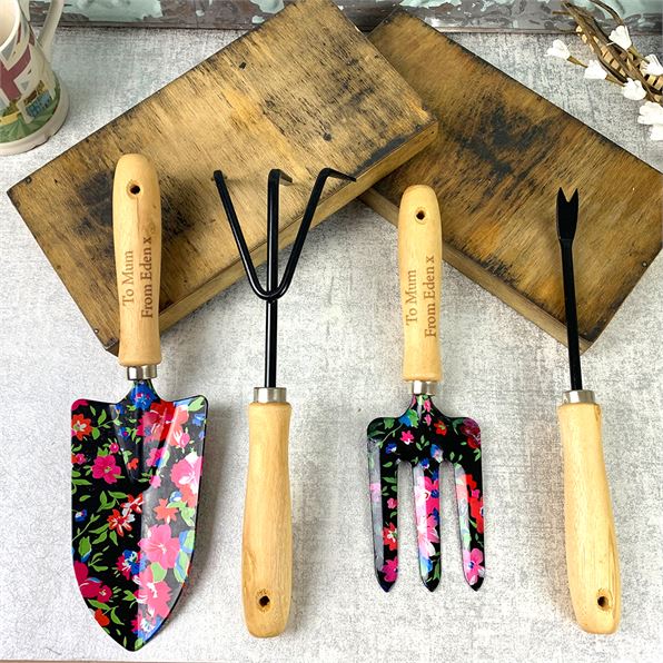 To and From Personalised Floral Hand Garden Tool Set