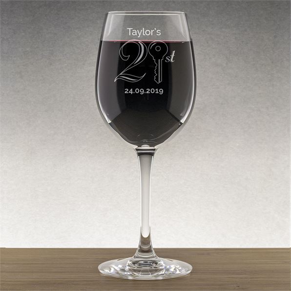 Personalised 21st Birthday Key Wine Glass