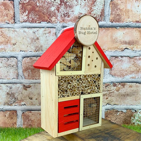 Personalised Insect & Bee Hotel 3 Story Red