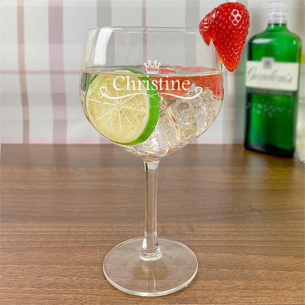 Personalised Balloon Gin Glass - Crown Design