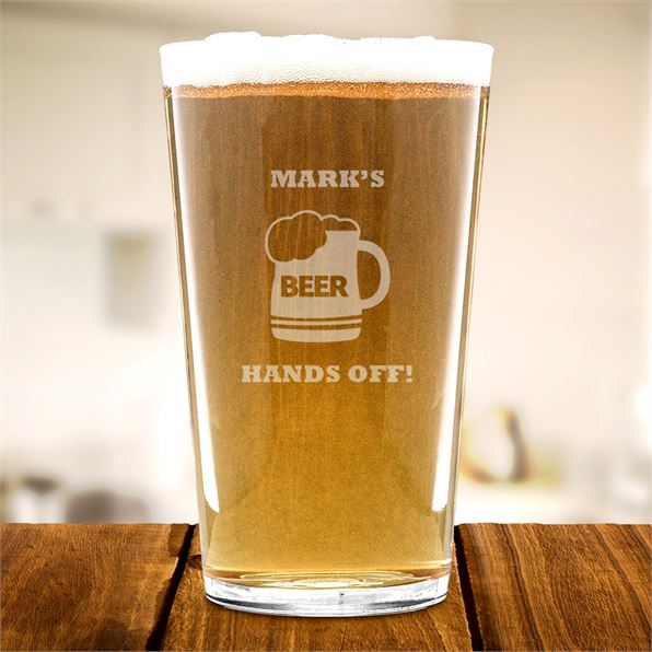 My Beer Hands Off Personalised Pint Glass