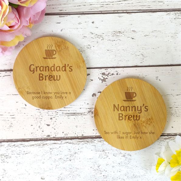 Personalised Coaster Set - Nan & Grandad's Brew