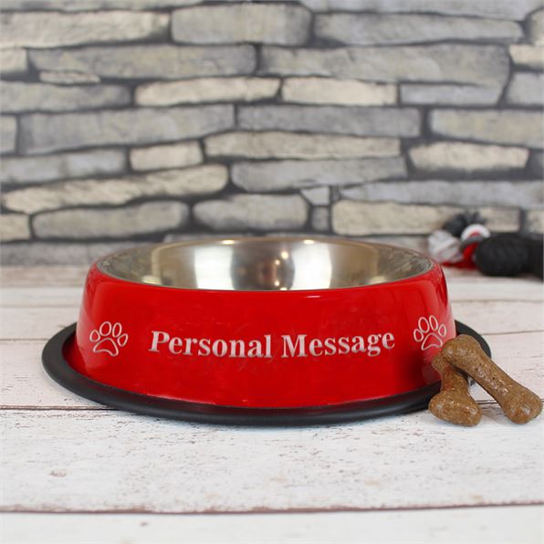 Personalised Red Dog Bowl