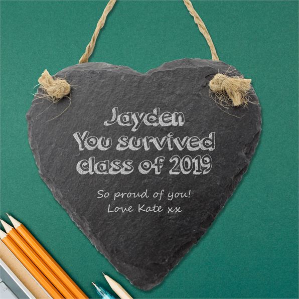Personalised Slate Hanging Heart - You Survived