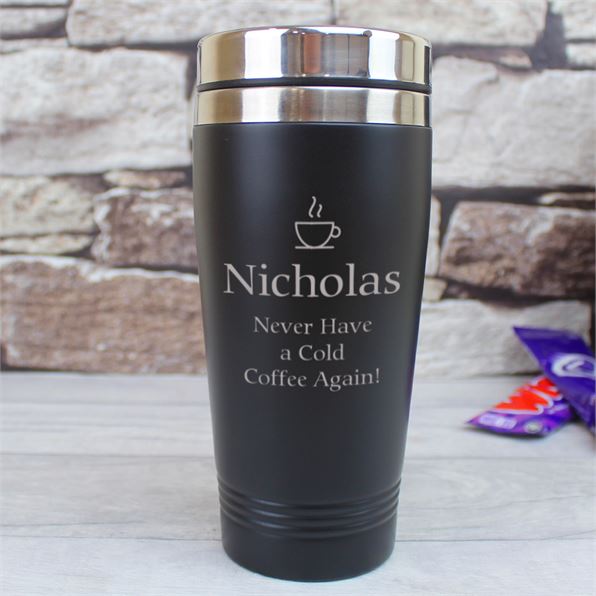Personalised Black Cold Coffee Reusable Flask
